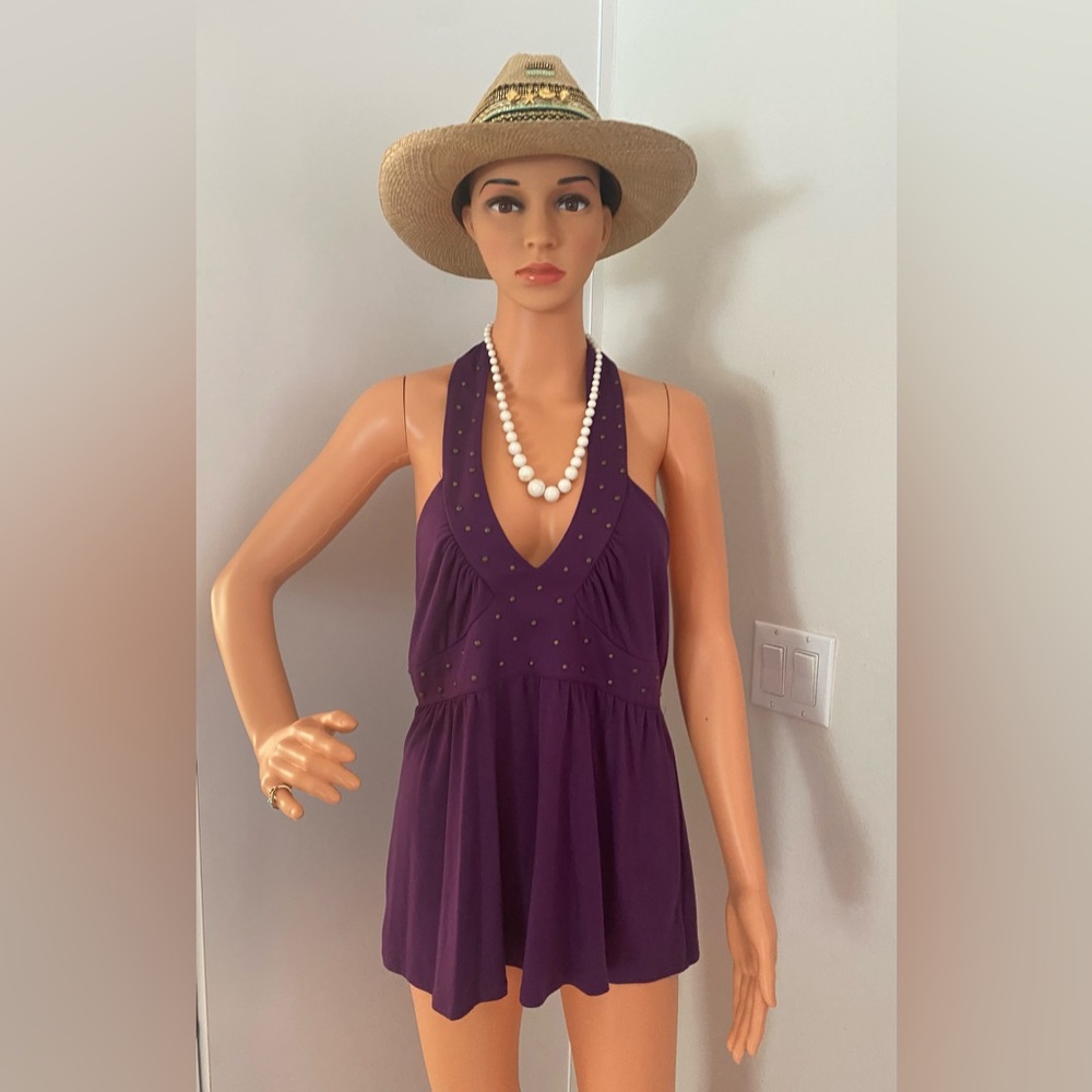 MANDEE.. WOMENS..Purple Halter Top with Studded Detail